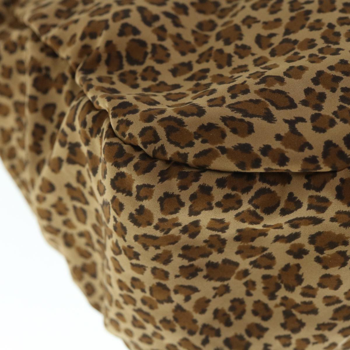 BOTTEGA VENETA Leopard Reversible Shoulder Bag Nylon Brown Black Auth ar11099