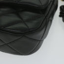 CHANEL Matelasse Turn Lock Chain Shoulder Bag Lamb Skin Black CC Auth ar11105AM-14