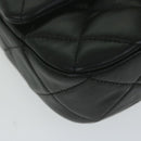 CHANEL Matelasse Turn Lock Chain Shoulder Bag Lamb Skin Black CC Auth ar11105AM-15