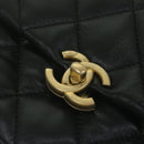 CHANEL Matelasse Turn Lock Chain Shoulder Bag Lamb Skin Black CC Auth ar11105AM-9