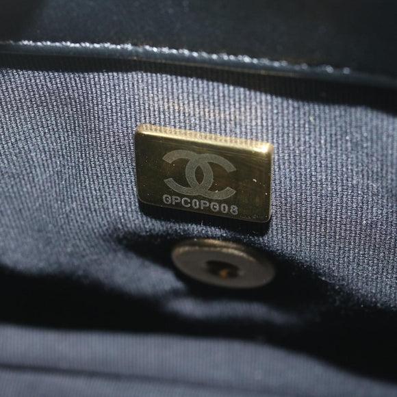 CHANEL Matelasse Turn Lock Chain Shoulder Bag Lamb Skin Black CC Auth ar11105AM