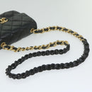 CHANEL Matelasse Turn Lock Chain Shoulder Bag Lamb Skin Black CC Auth ar11105AM-7
