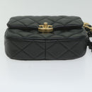 CHANEL Matelasse Turn Lock Chain Shoulder Bag Lamb Skin Black CC Auth ar11105AM-5
