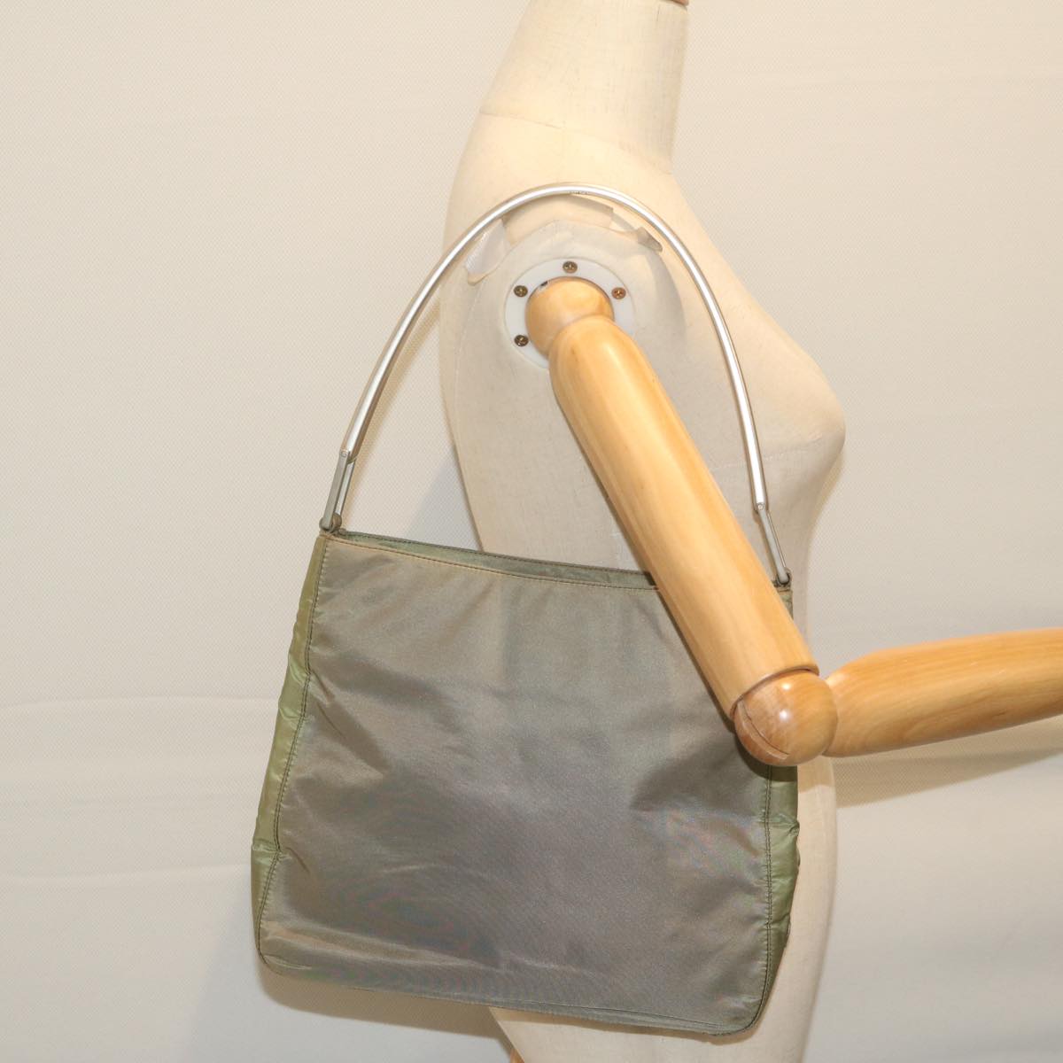 PRADA Shoulder Bag Nylon Khaki Auth ar11109