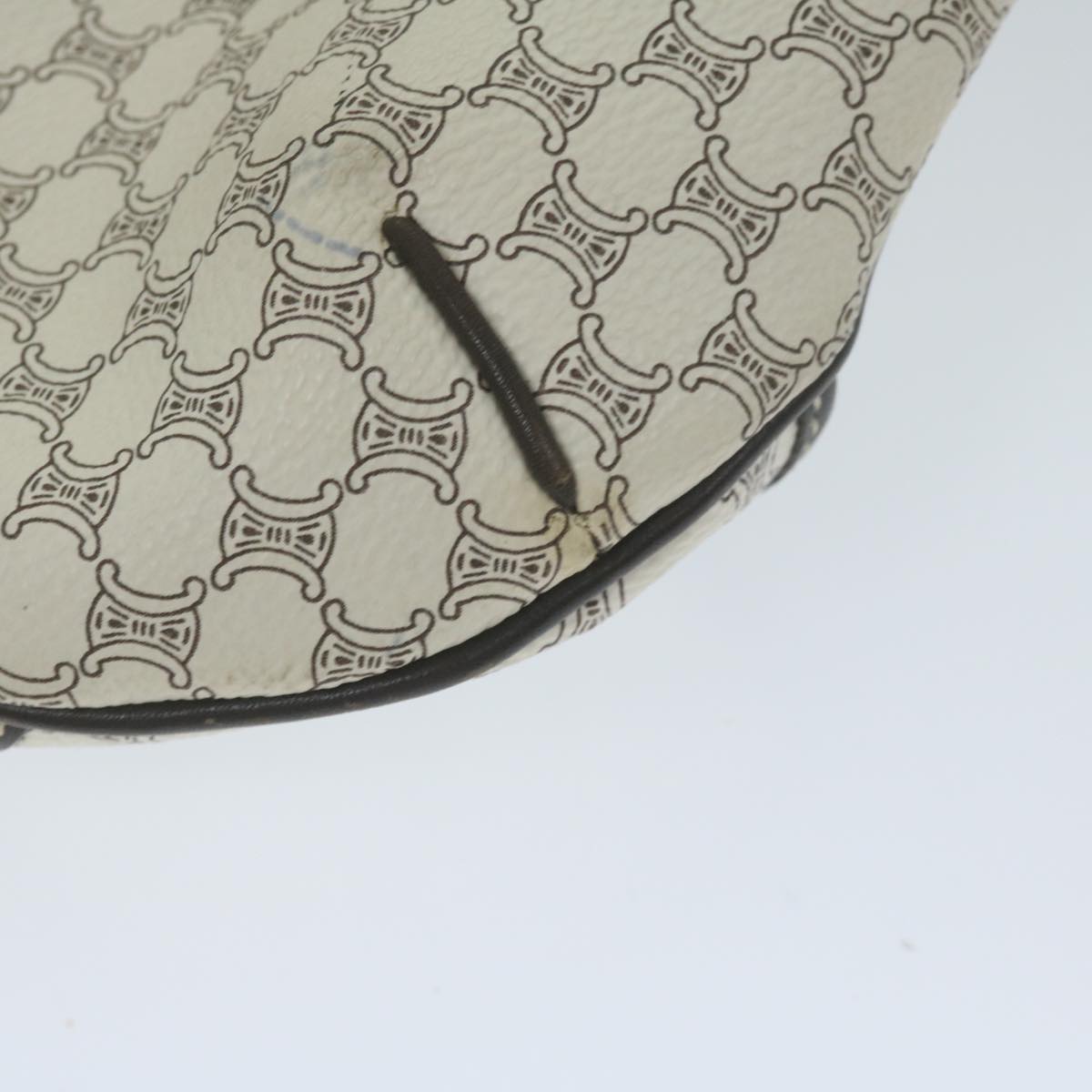 CELINE Macadam Canvas Shoulder Bag PVC Leather White Auth ar11116