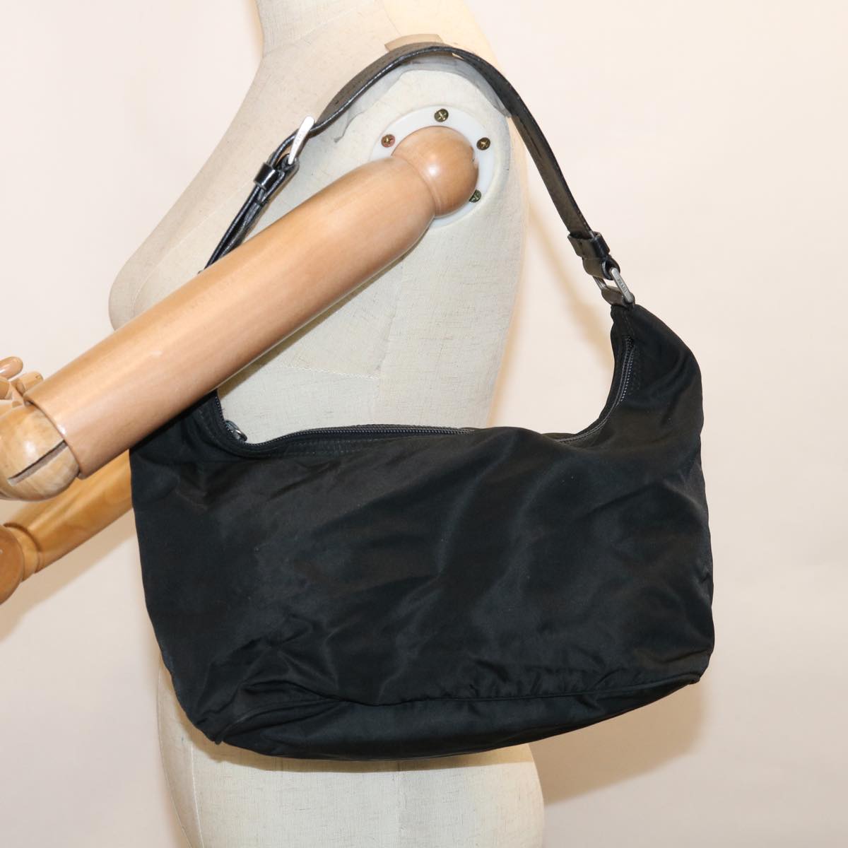 PRADA Shoulder Bag Nylon Black Auth ar11123