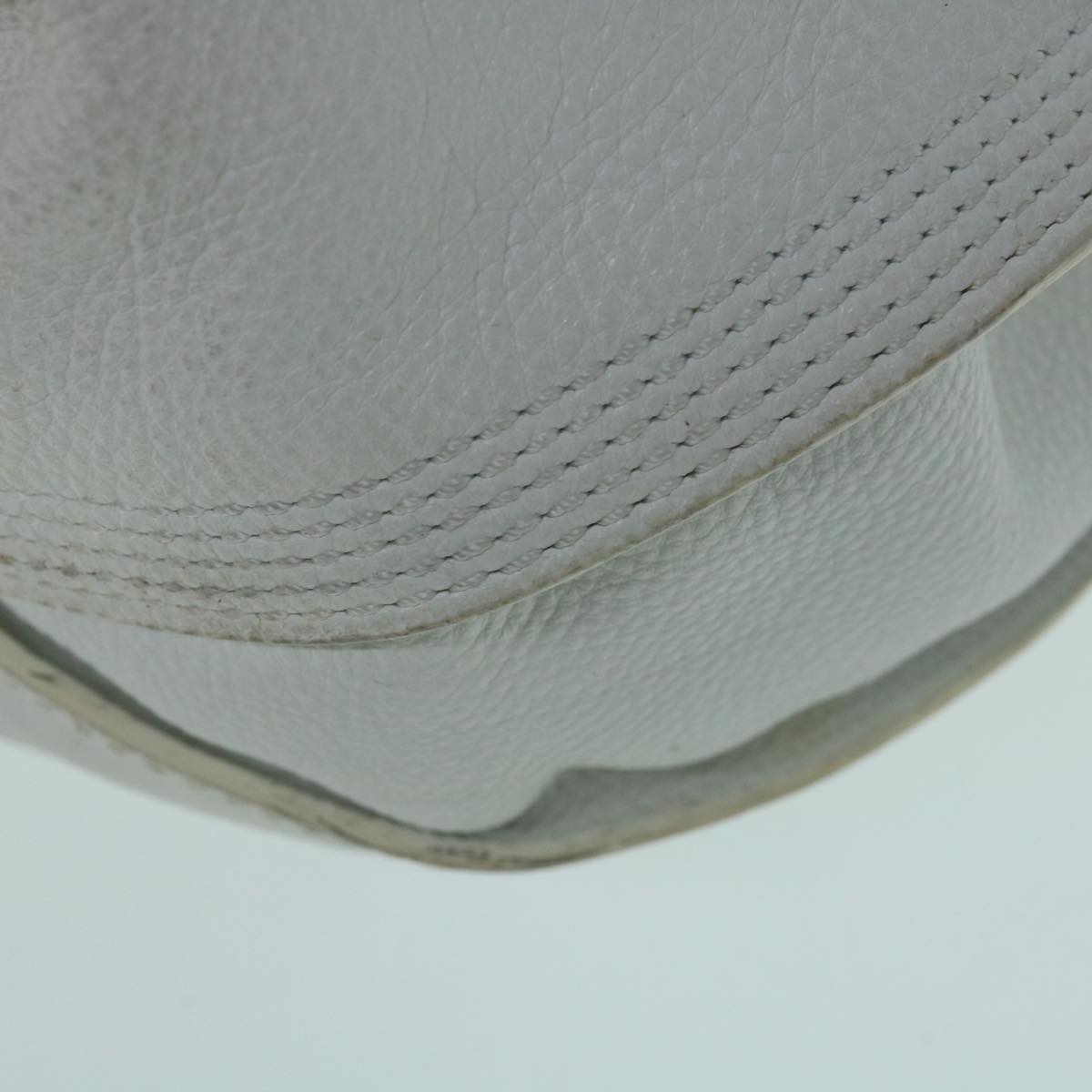 CELINE Shoulder Bag Leather White Auth ar11158B