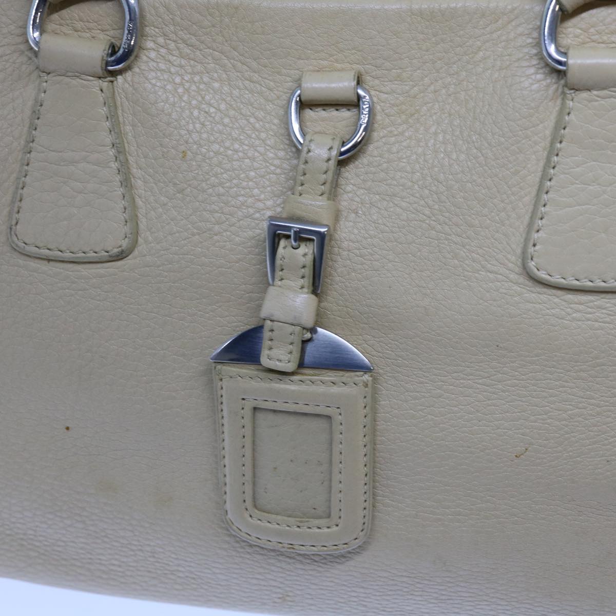 PRADA Shoulder Bag Leather Beige Auth ar11183B