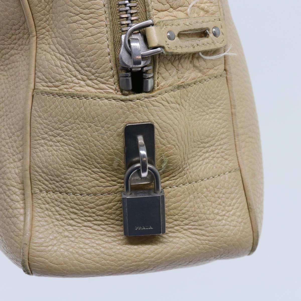 PRADA Shoulder Bag Leather Beige Auth ar11183B