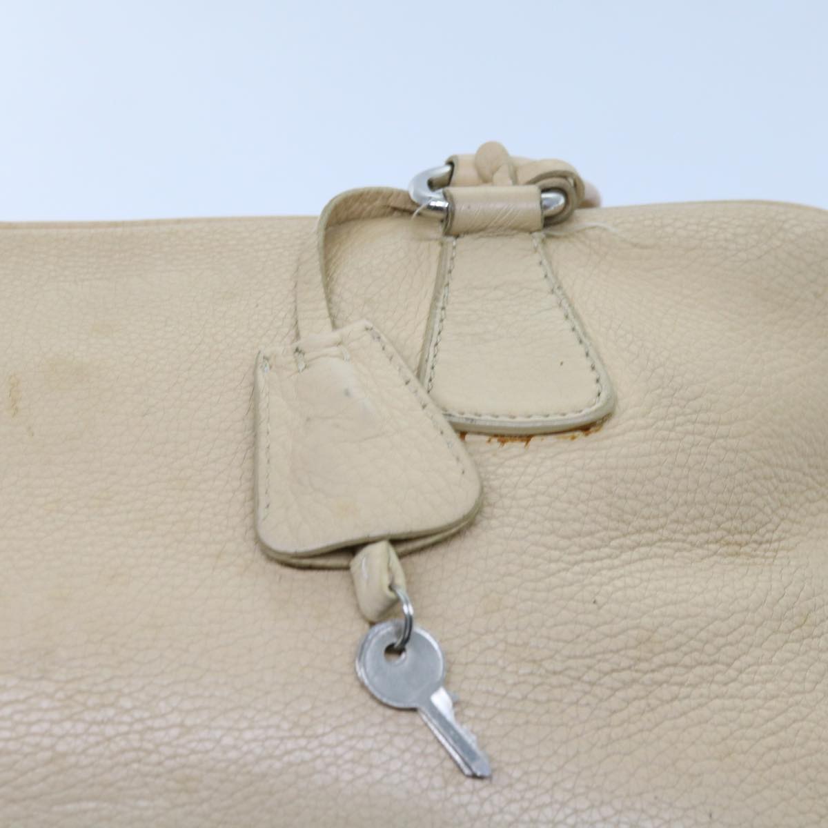 PRADA Shoulder Bag Leather Beige Auth ar11183B