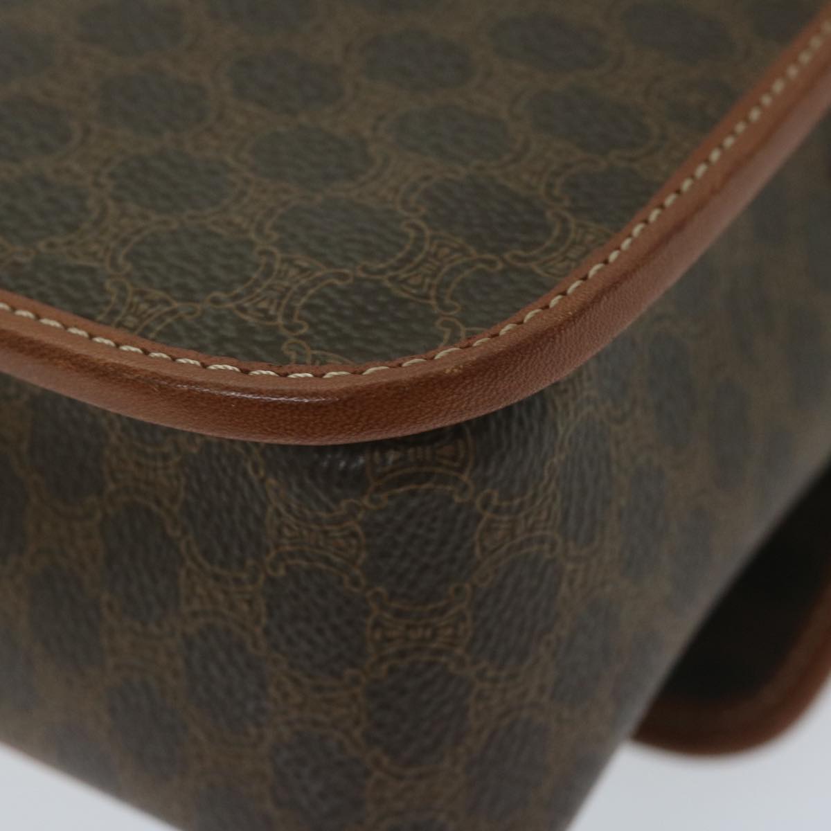 CELINE Macadam Canvas Shoulder Bag PVC Leather Brown Auth ar11187B