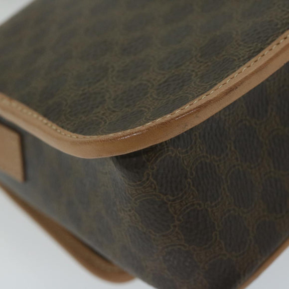 CELINE Macadam Canvas Shoulder Bag PVC Leather Brown Auth ar11188B