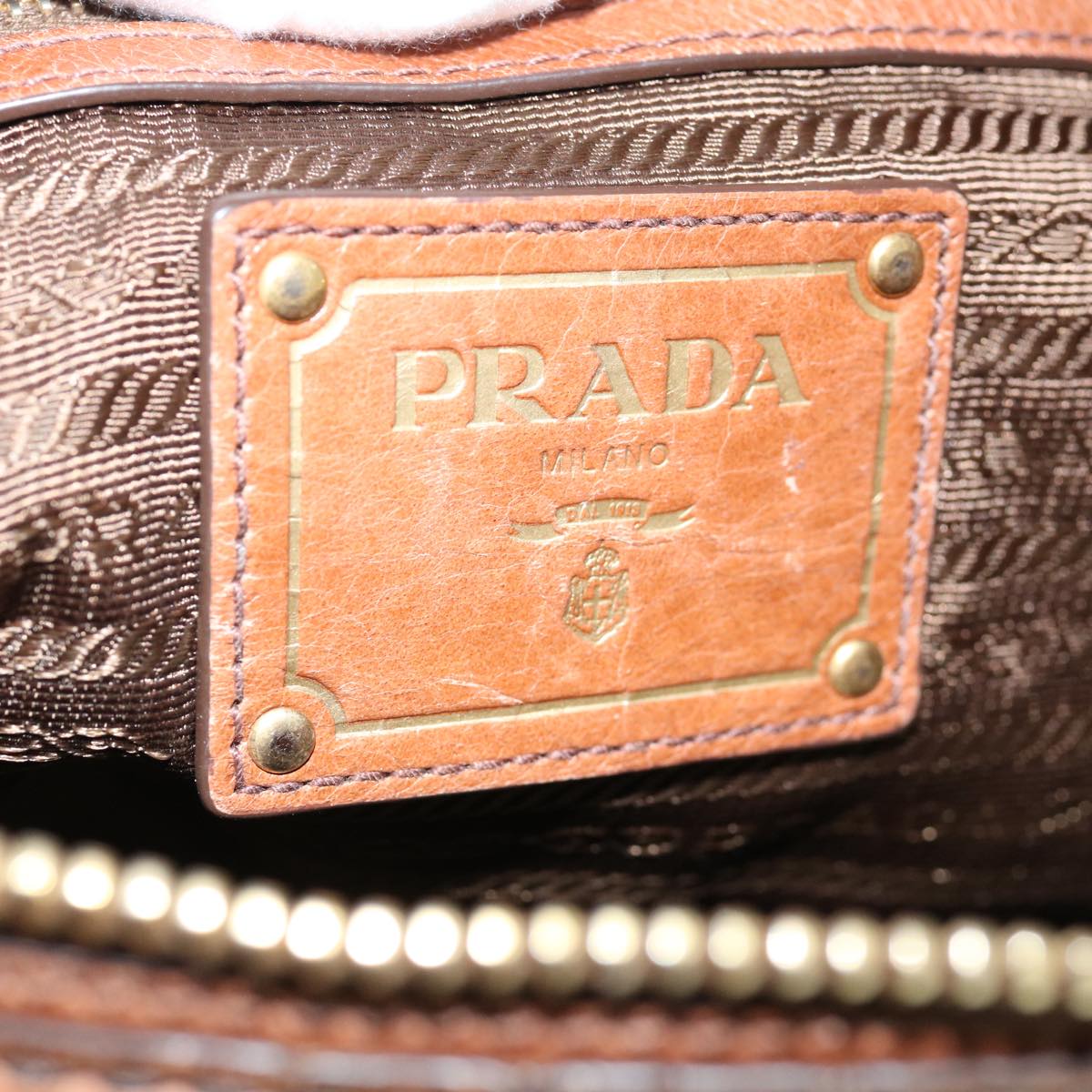 PRADA Shoulder Bag Leather Brown Auth ar11226