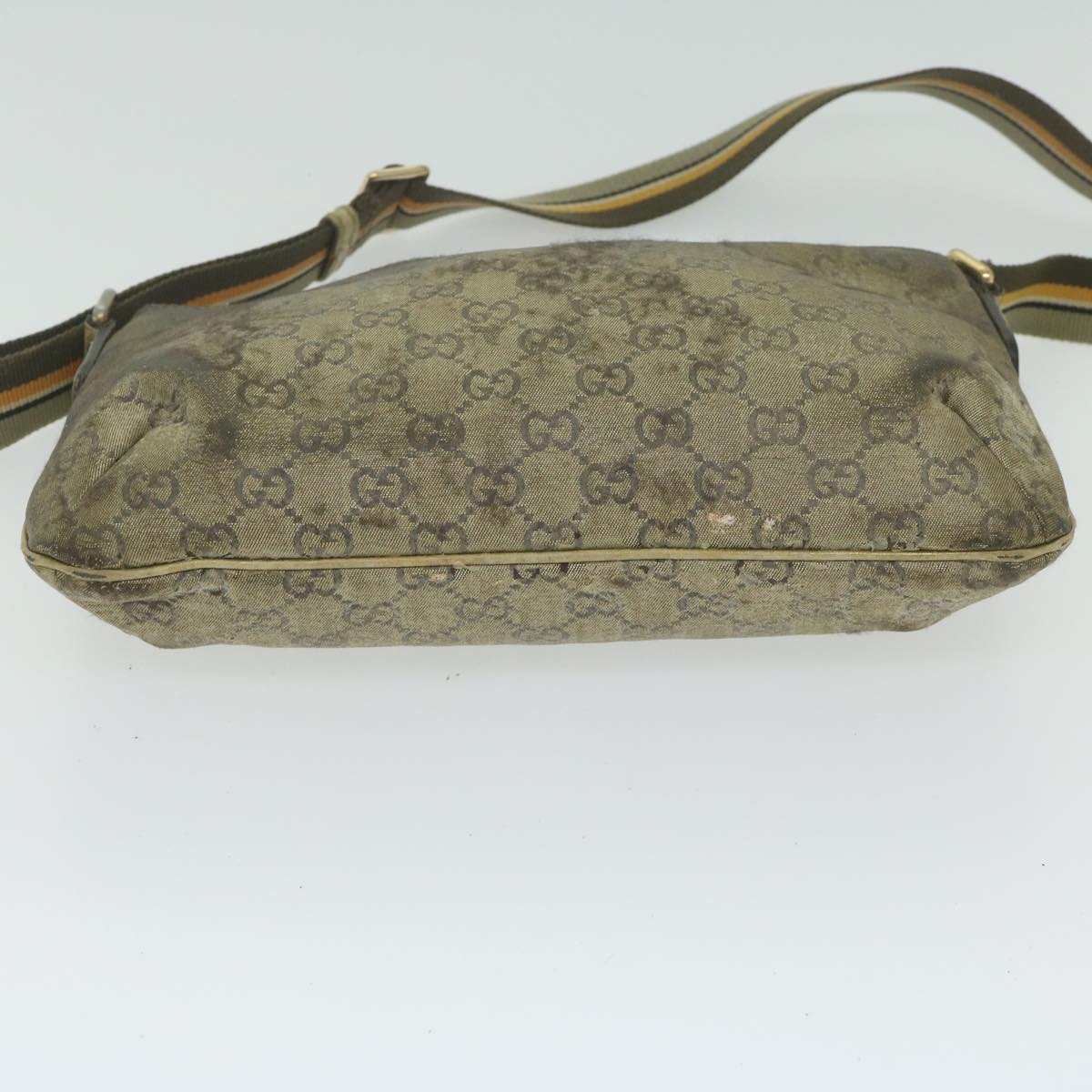 GUCCI GG Canvas Sherry Line Shoulder Bag 2Set Beige Brown gray Auth ar11231