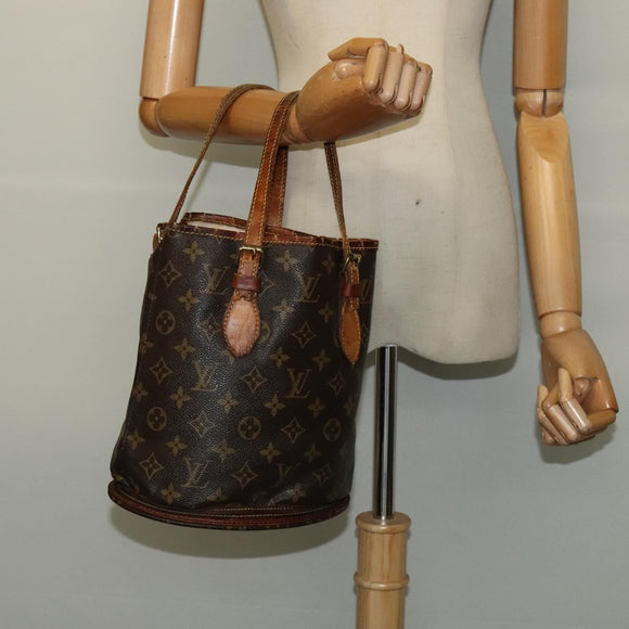 LOUIS VUITTON Monogram Bucket PM Shoulder Bag M42238 LV Auth ar11236