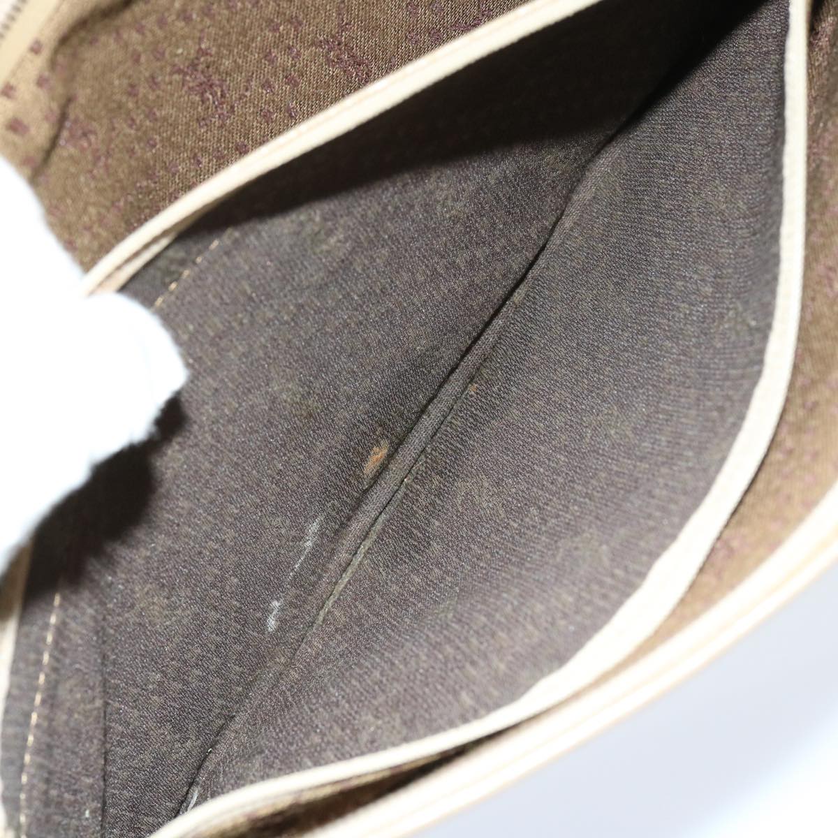 SAINT LAURENT Clutch Bag Leather nylon 2Set Gray Khaki Auth ar11245