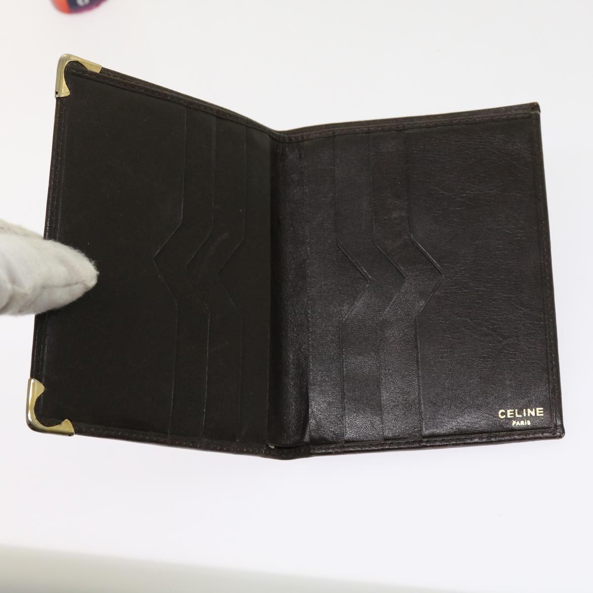 CELINE Macadam Canvas Card Key Case Pouch Belt Leather 7Set Brown Auth ar11266