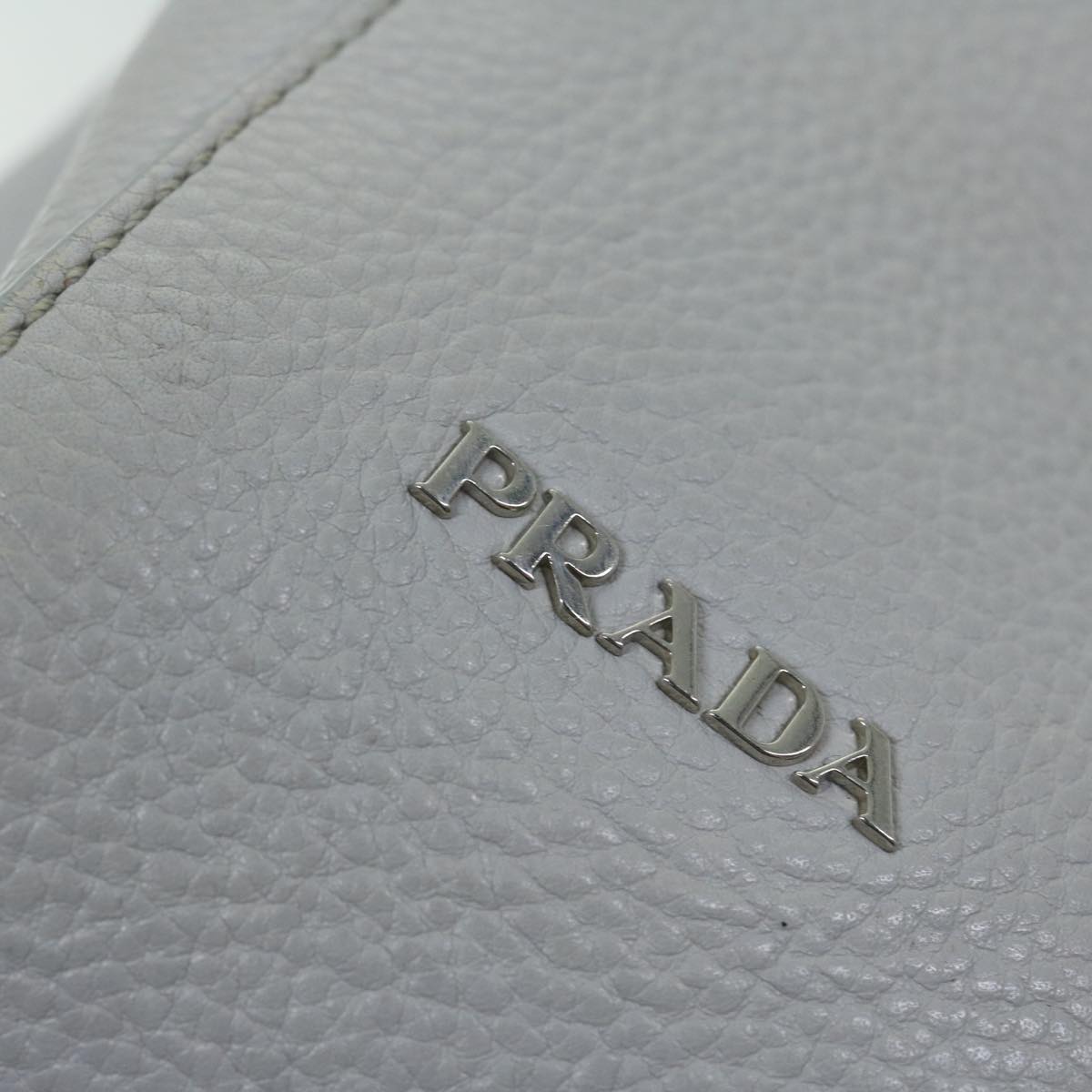 PRADA Shoulder Bag Leather Gray Auth ar11288