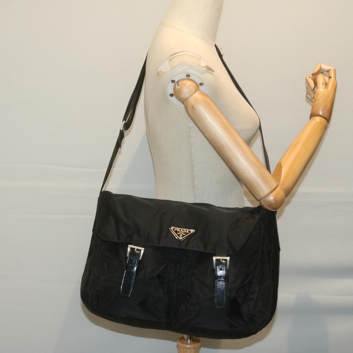 PRADA Shoulder Bag Nylon Black Auth ar11316