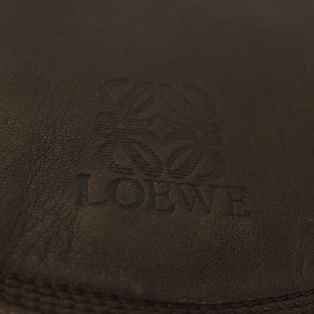 LOEWE Anagram Shoulder Bag Leather Brown Auth ar11319