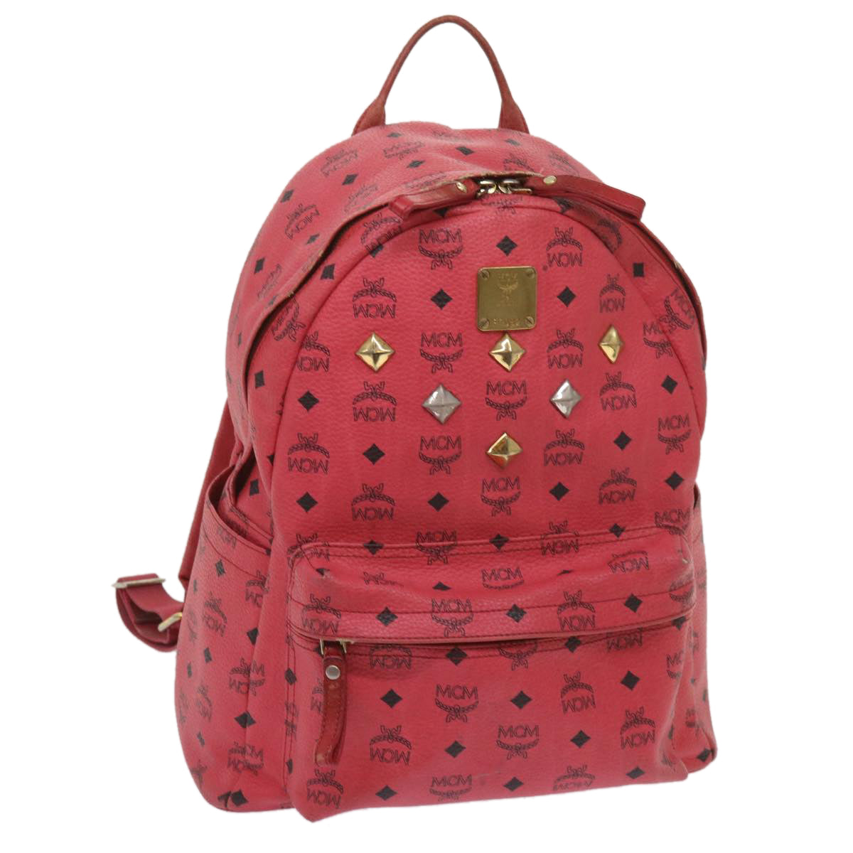 MCM Vicetos Logogram Backpack PVC Leather Pink Auth ar11329
