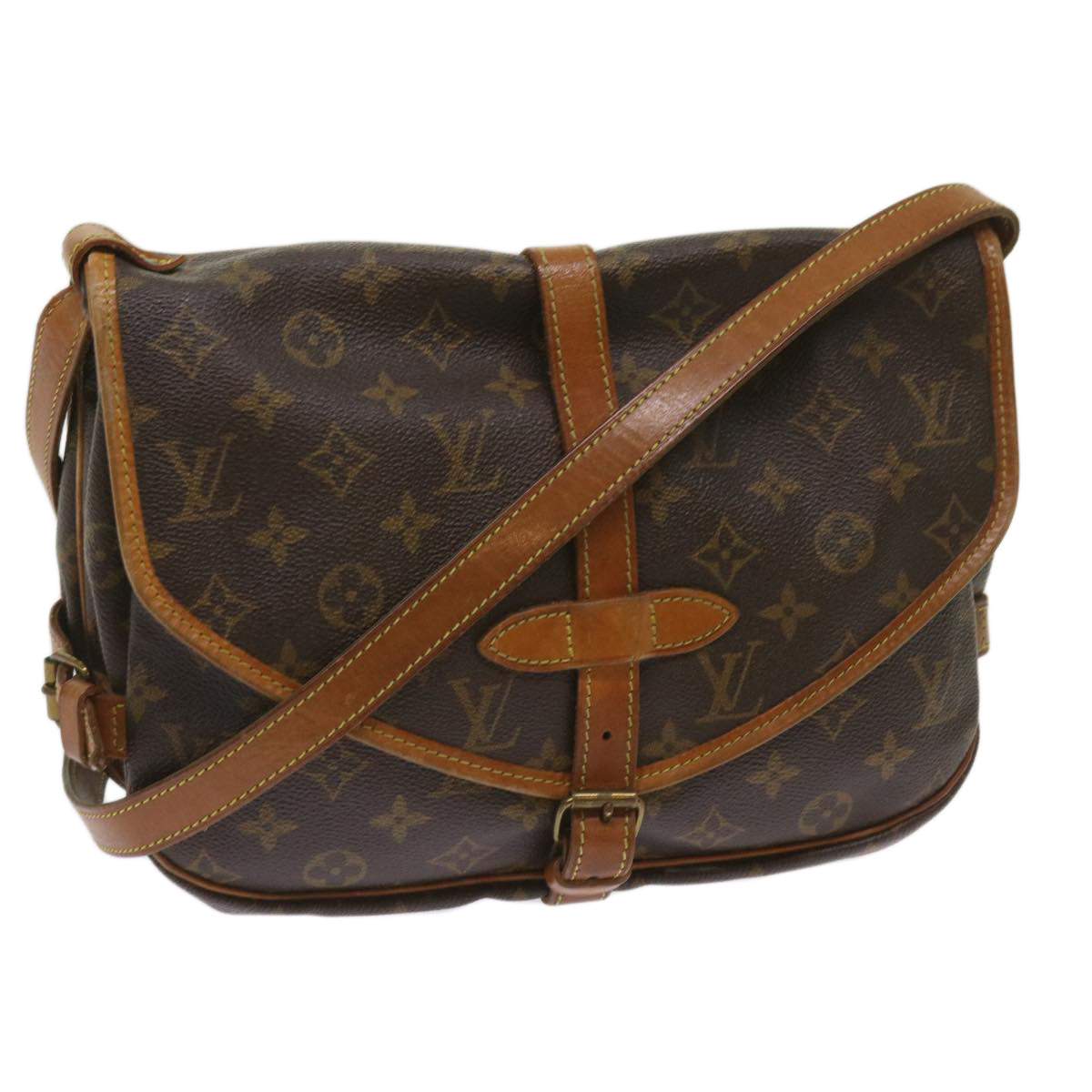 LOUIS VUITTON Monogram Saumur 30 Shoulder Bag M42256 LV Auth ar11340