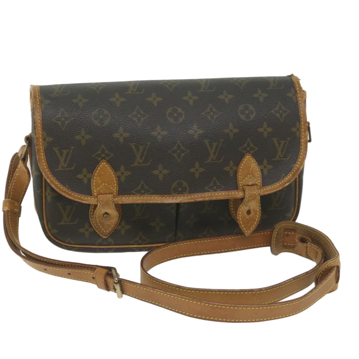 LOUIS VUITTON Monogram Gibeciere MM Shoulder Bag M42247 LV Auth ar11345