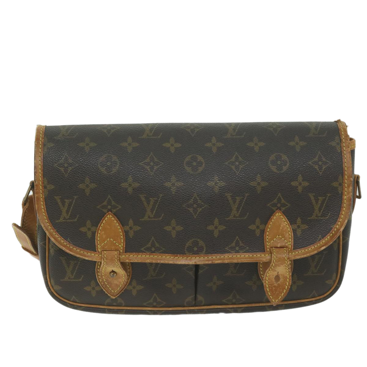 LOUIS VUITTON Monogram Gibeciere MM Shoulder Bag M42247 LV Auth ar11345