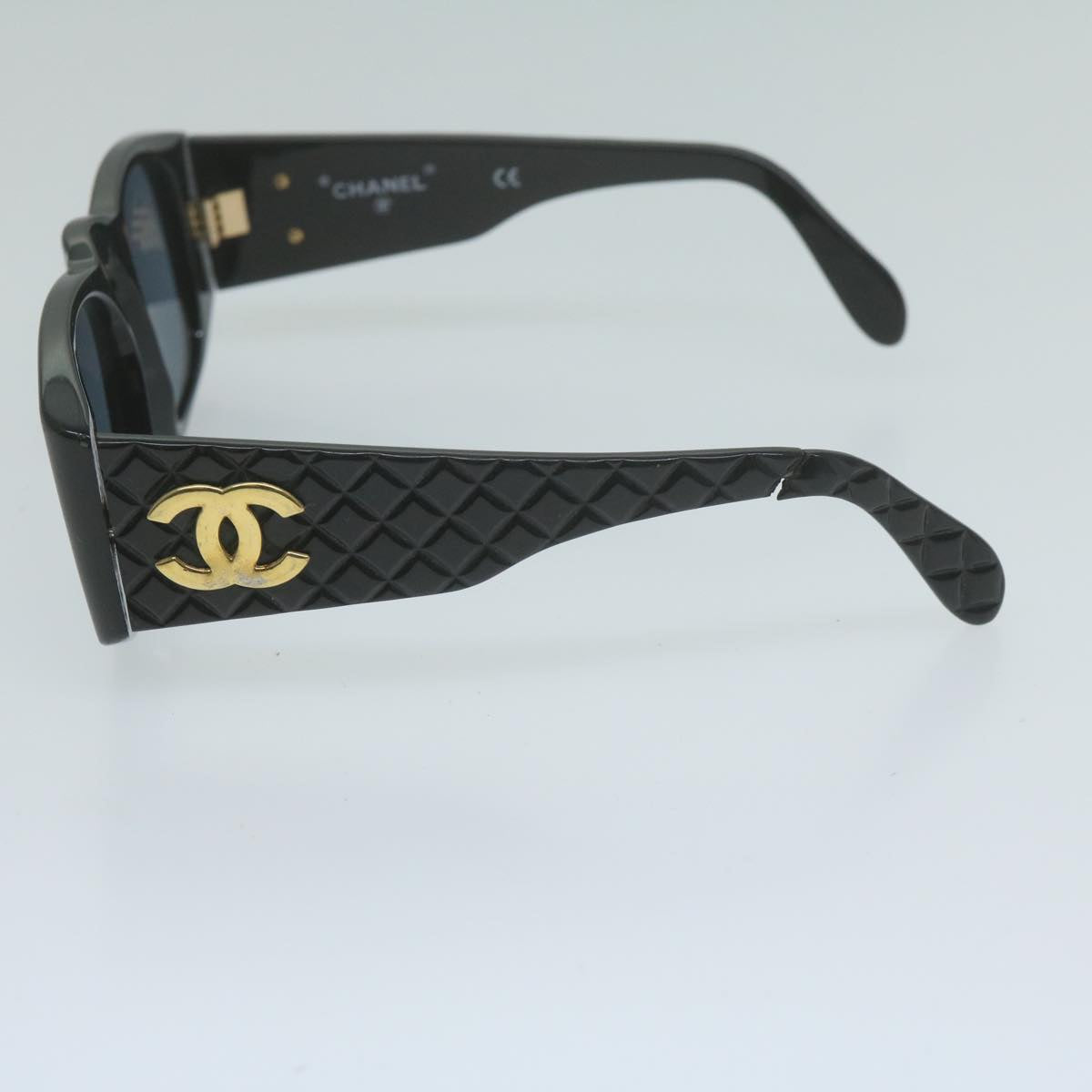 CHANEL Sunglasses plastic Black CC Auth ar11348
