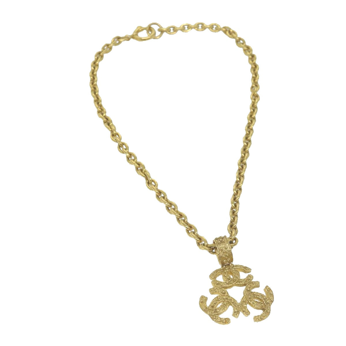 CHANEL COCO Mark Chain Necklace Gold CC Auth ar11353