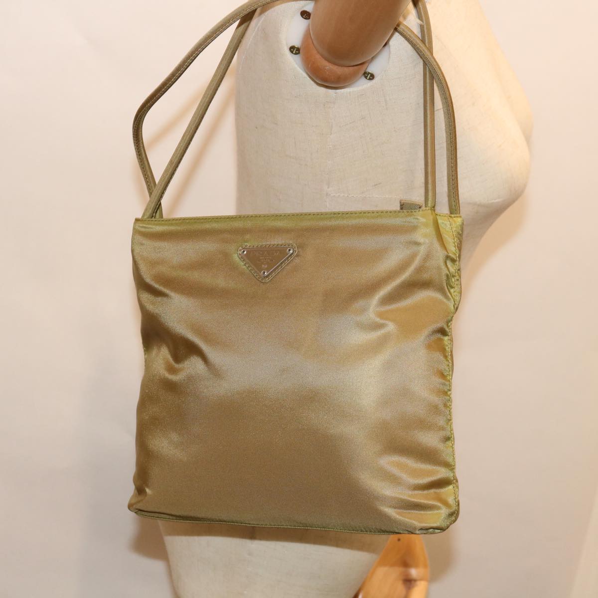 PRADA Shoulder Bag Nylon Khaki Auth ar11362B