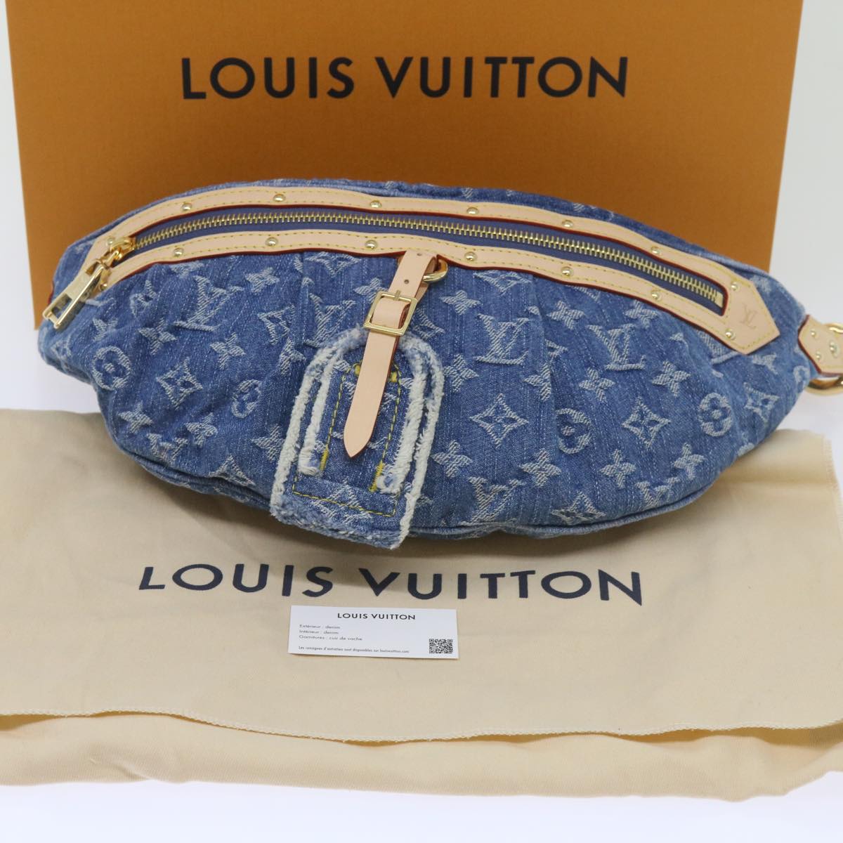 LOUIS VUITTON Monogram Denim High Rise Waist bag Blue M46837 LV Auth ar11395S