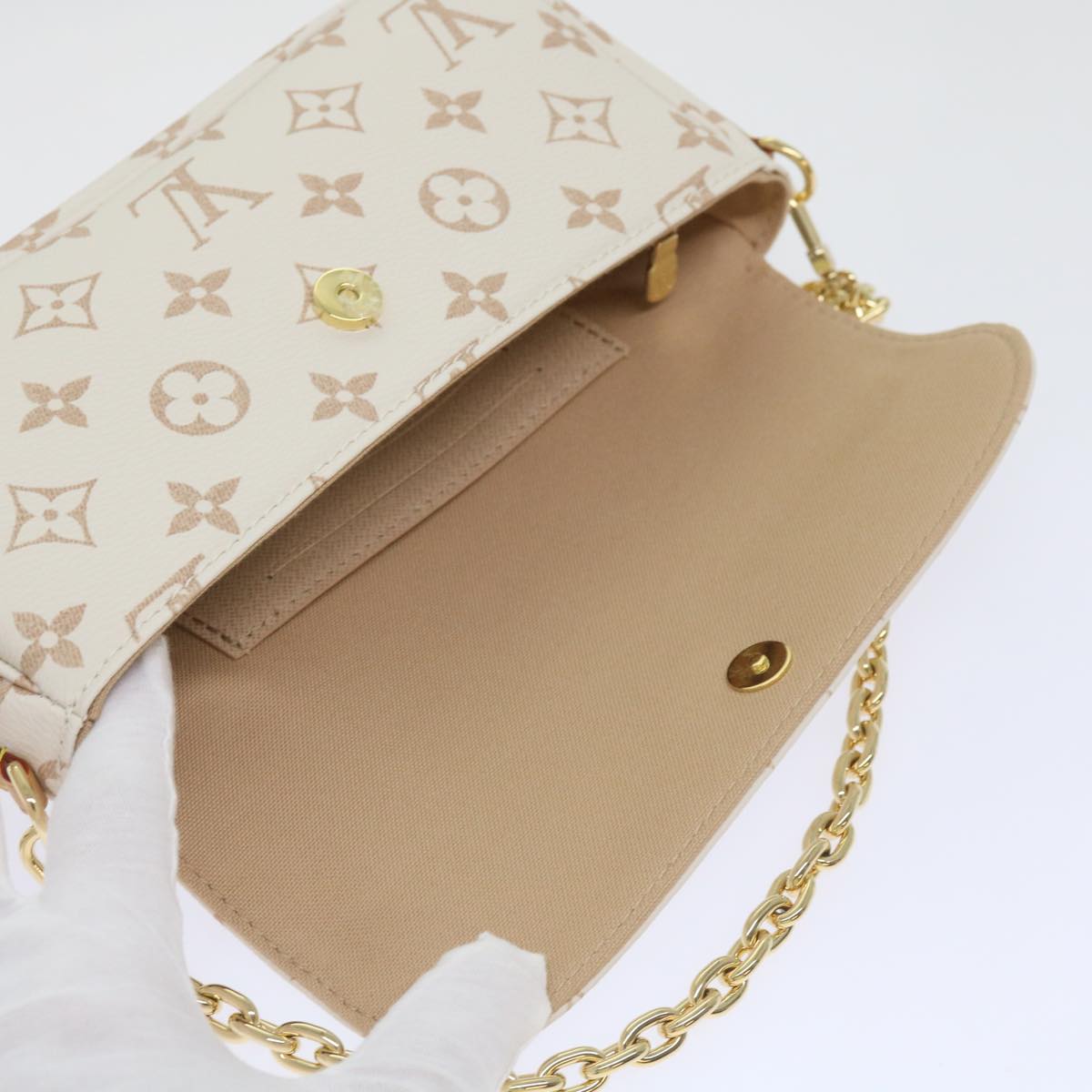 LOUIS VUITTON Monogram Dune Wallet On Chain Ivy Bag Beige M83091 Auth ar11396S