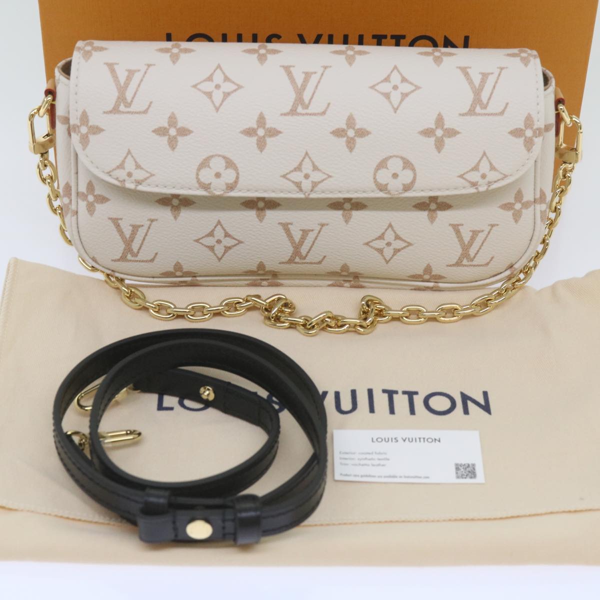 LOUIS VUITTON Monogram Dune Wallet On Chain Ivy Bag Beige M83091 Auth ar11396S