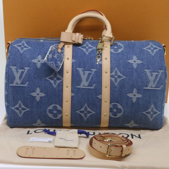 LOUIS VUITTON Monogram Denim Keepall Bandouliere 45 Bag M24315 LV Auth ar11398SM