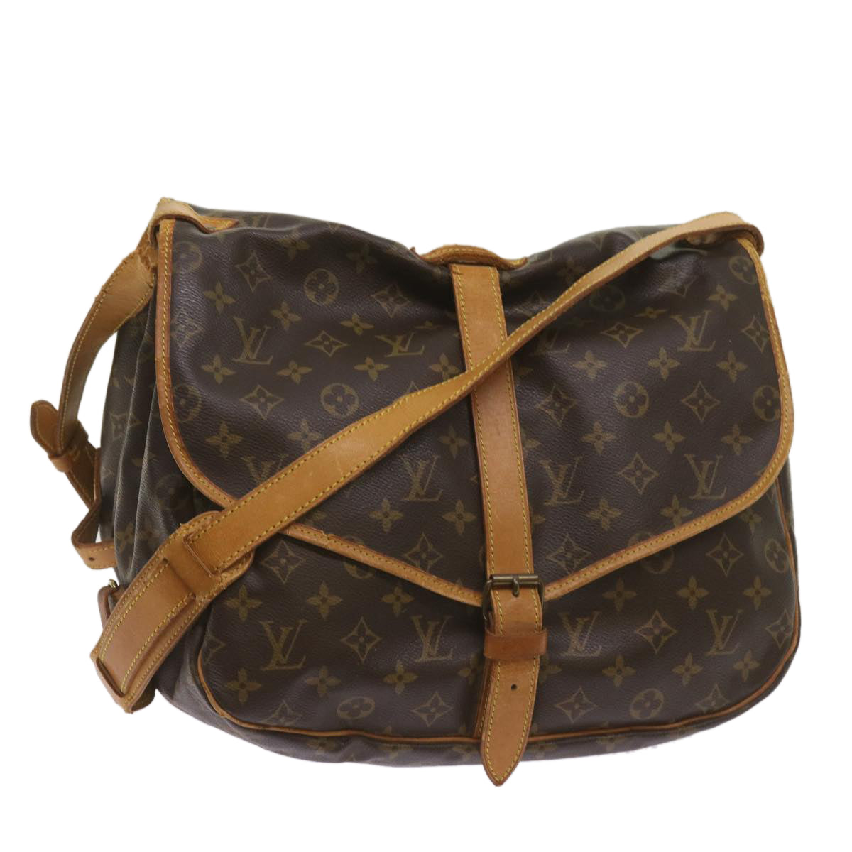 LOUIS VUITTON Monogram Saumur 35 Shoulder Bag M42254 LV Auth ar11407