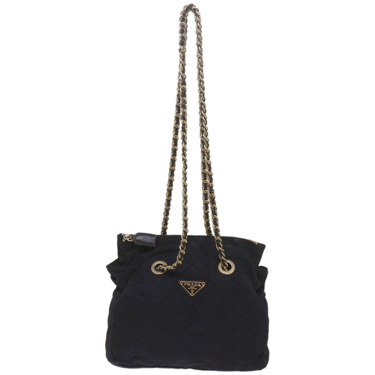 PRADA Quilted Chain Shoulder Bag Nylon Navy Auth ar11409