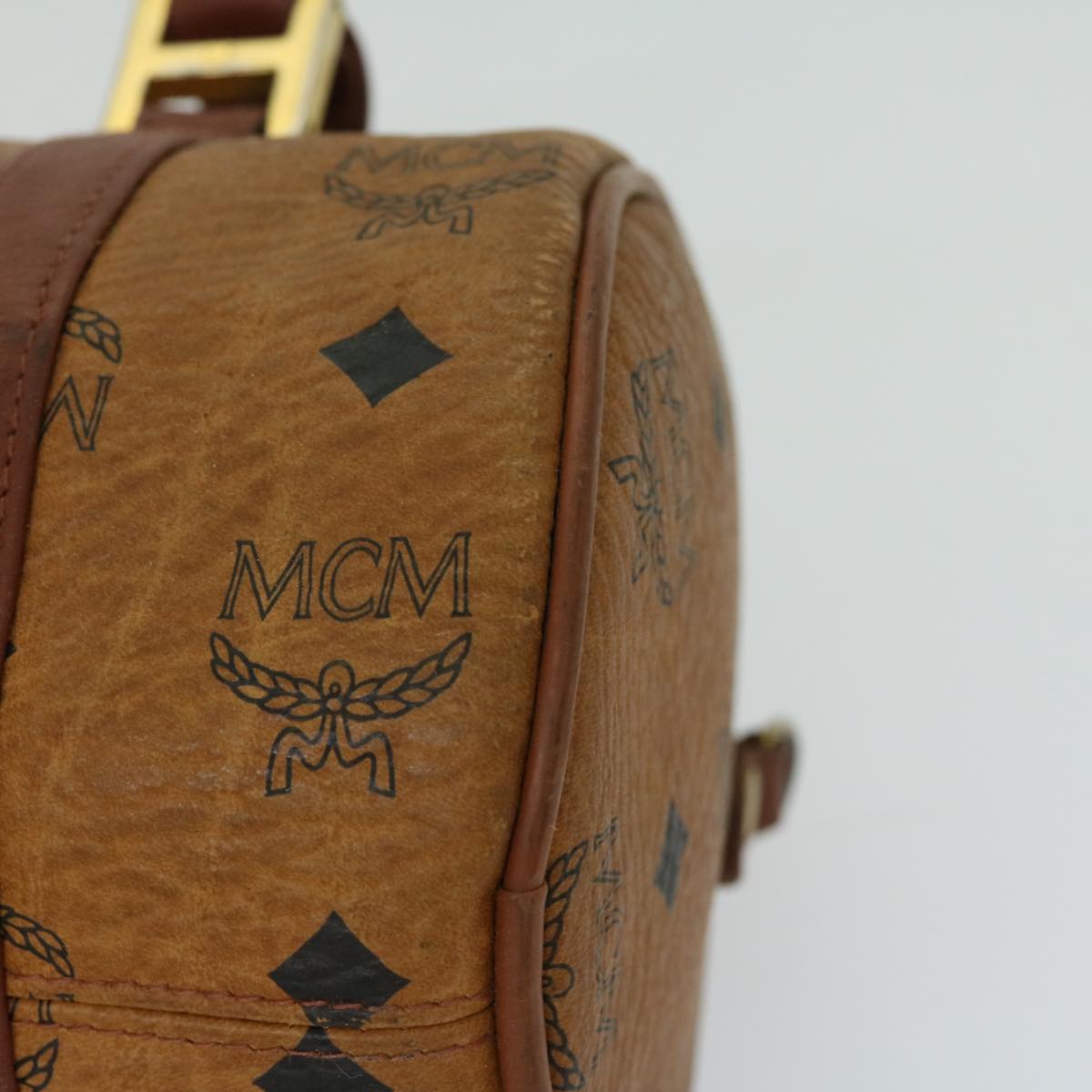 MCM Vicetos Logogram Hand Bag PVC Leather 2way Brown Auth ar11416