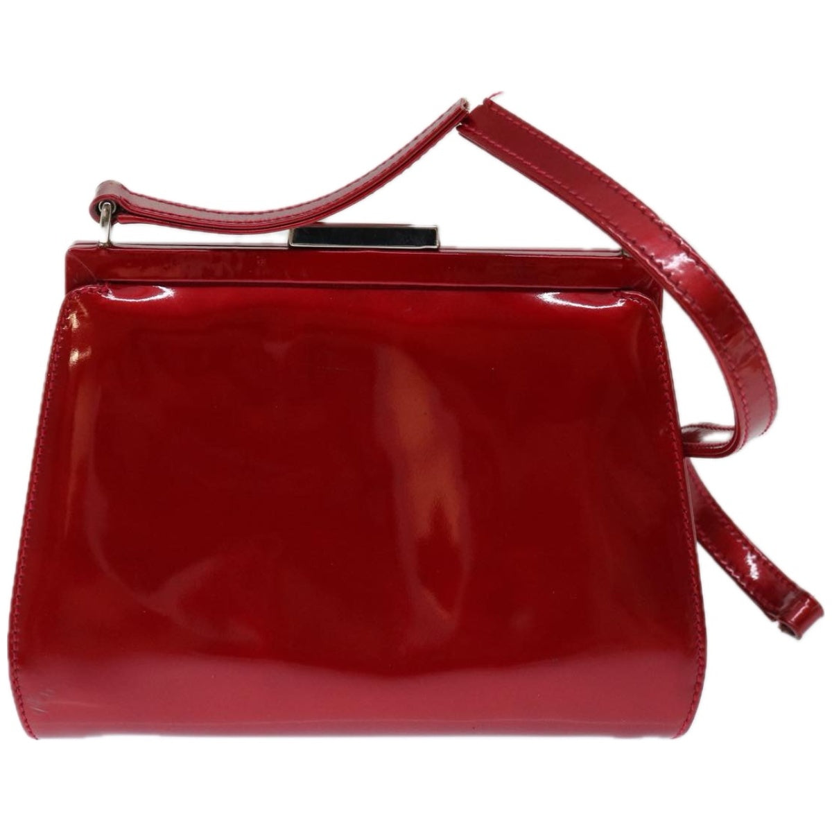 GUCCI Gamaguchi Shoulder Bag Patent leather Red Auth ar11424 - 0