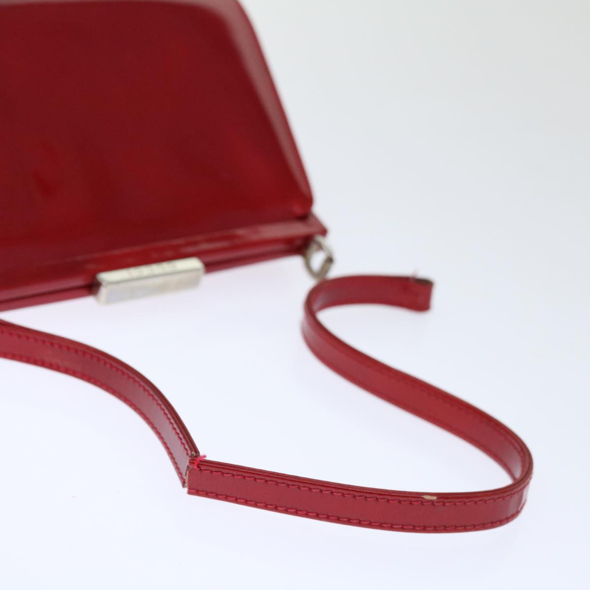 GUCCI Gamaguchi Shoulder Bag Patent leather Red Auth ar11424