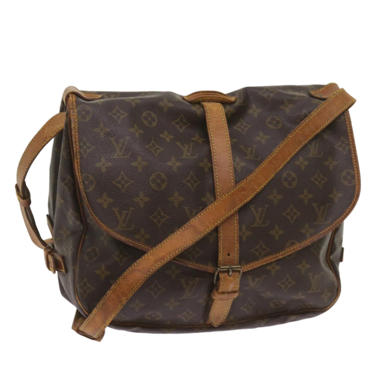 LOUIS VUITTON Monogram Saumur 35 Shoulder Bag M42254 LV Auth ar11433