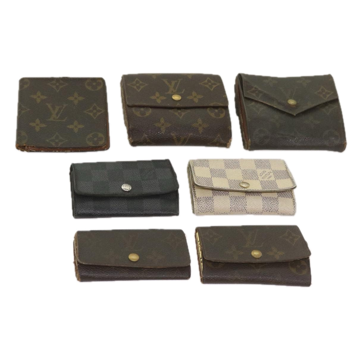 LOUIS VUITTON Damier Azur Damier Graphite Monogram Case Wallet 7Set Auth ar11440