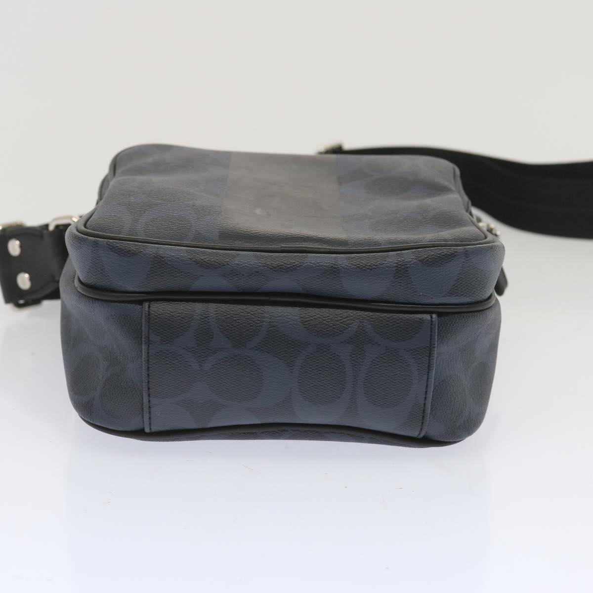 Coach Signature Shoulder Bag PVC Leather 3Set Beige Brown blue Auth ar11445