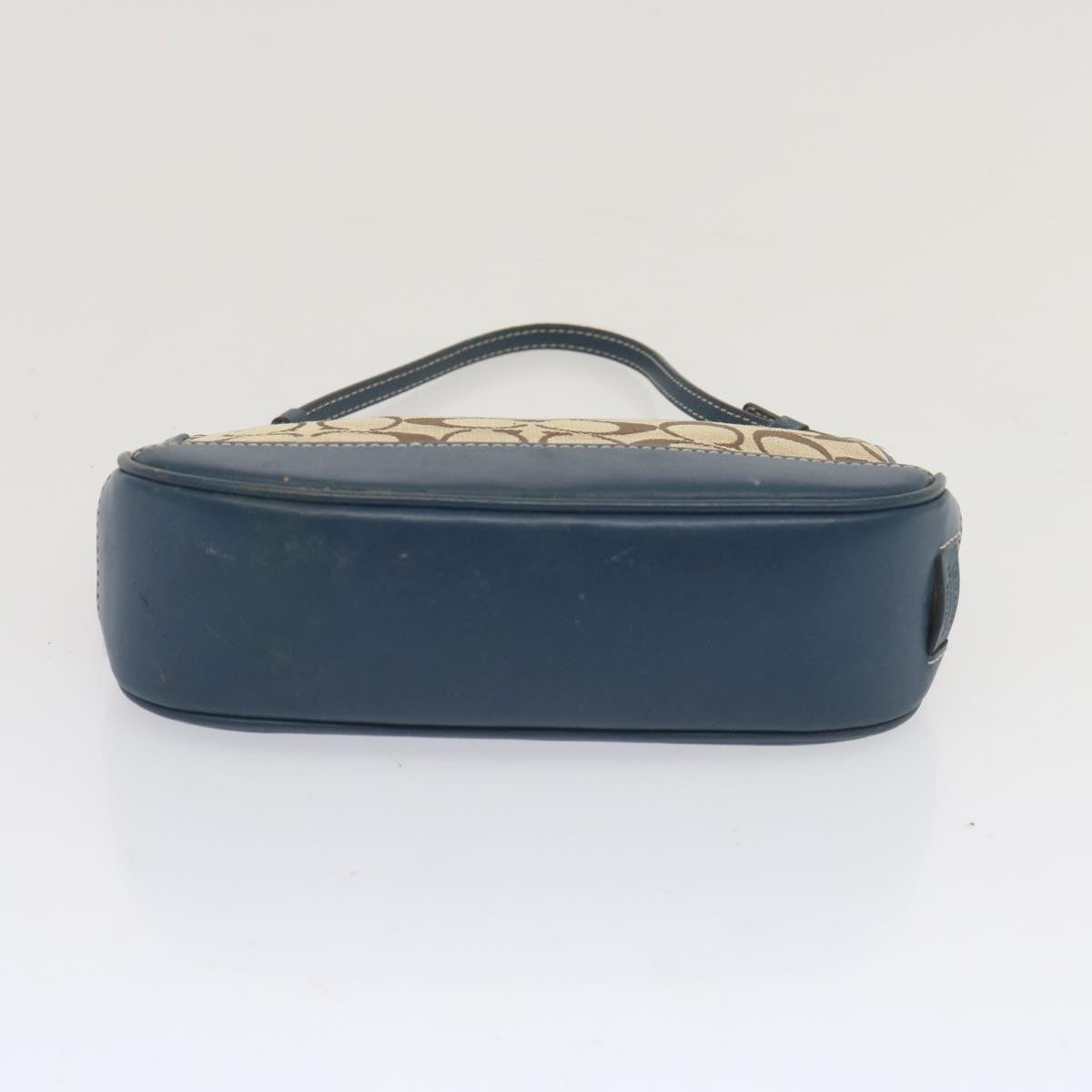 Coach Signature Shoulder Bag PVC Leather 3Set Beige Brown blue Auth ar11445