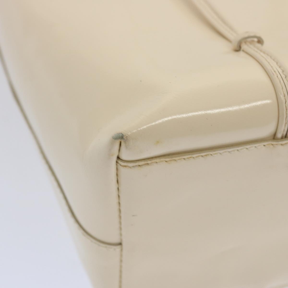 PRADA Hand Bag Patent leather Beige Auth ar11454B