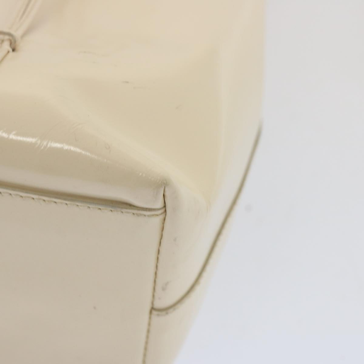 PRADA Hand Bag Patent leather Beige Auth ar11454B