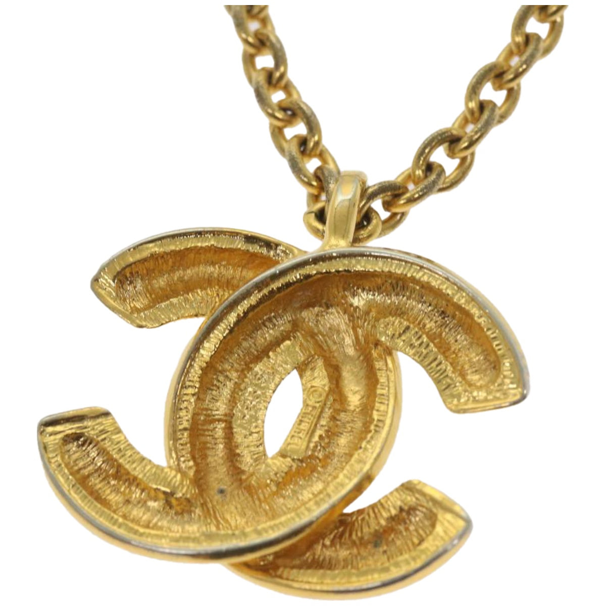 CHANEL COCO Mark Chain Necklace Gold CC Auth ar11465B