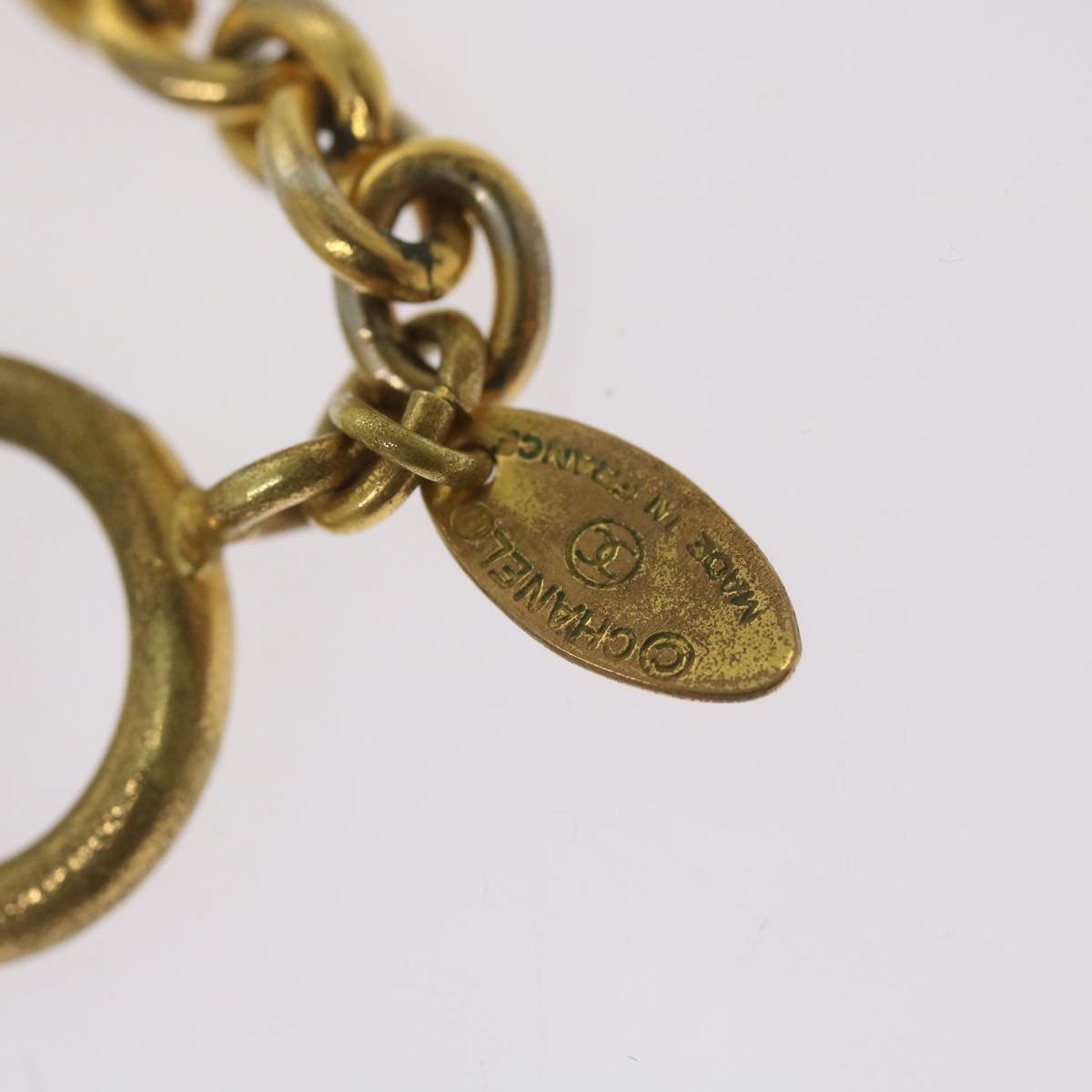 CHANEL COCO Mark Chain Necklace Gold CC Auth ar11465B