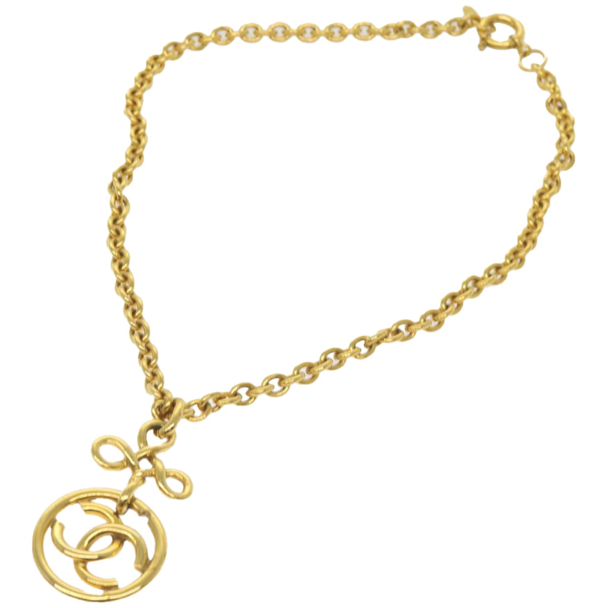 CHANEL COCO Mark Chain Necklace Gold CC Auth ar11466B