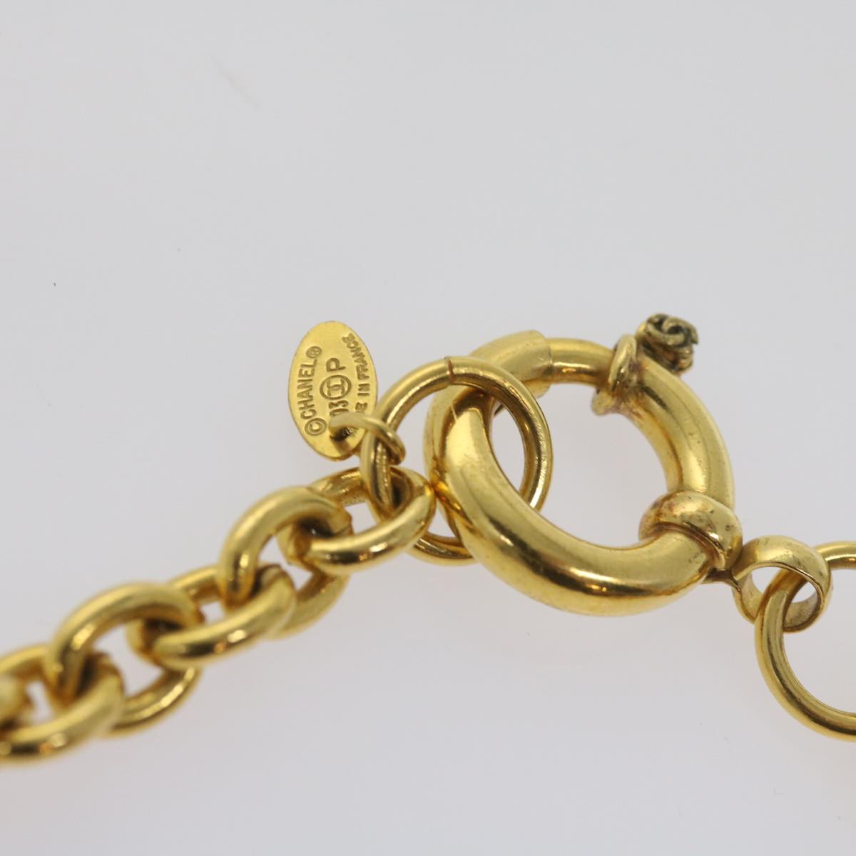 CHANEL COCO Mark Chain Necklace Gold CC Auth ar11466B